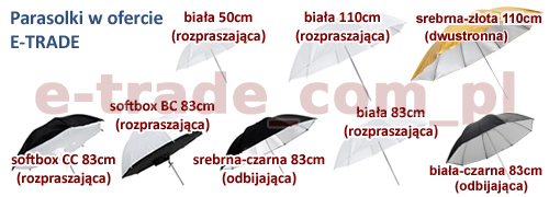 Parasolka fotograficzna srebrno-czarna 83  E-TRADE